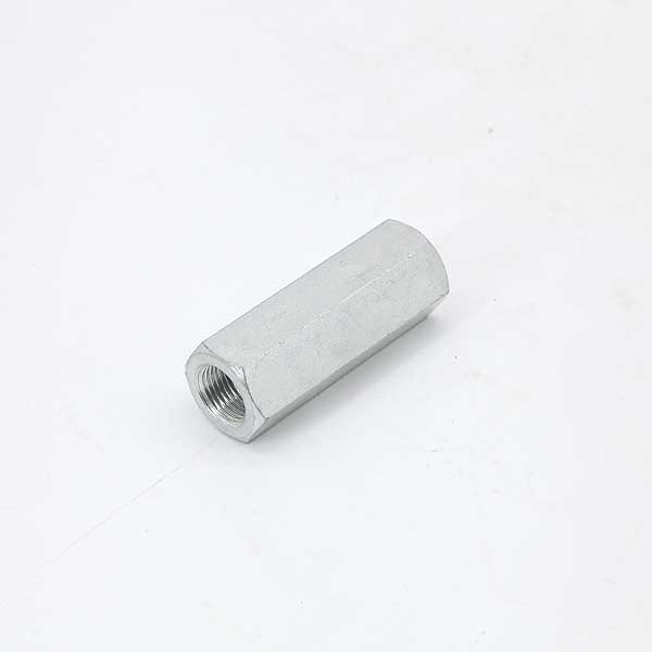Hex stud connector nut joining two threaded bars