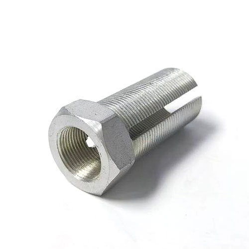 Steel rod end threaded adjuster sleeve with left and right hand internal threads