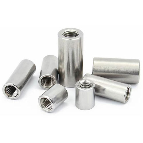 Stainless steel threaded rod couplers with turned body and internal thread