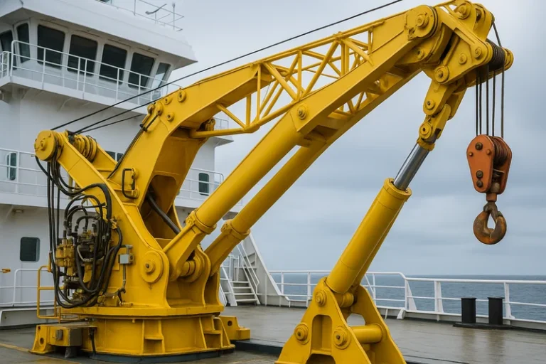 Offshore platform crane system in lifting operation