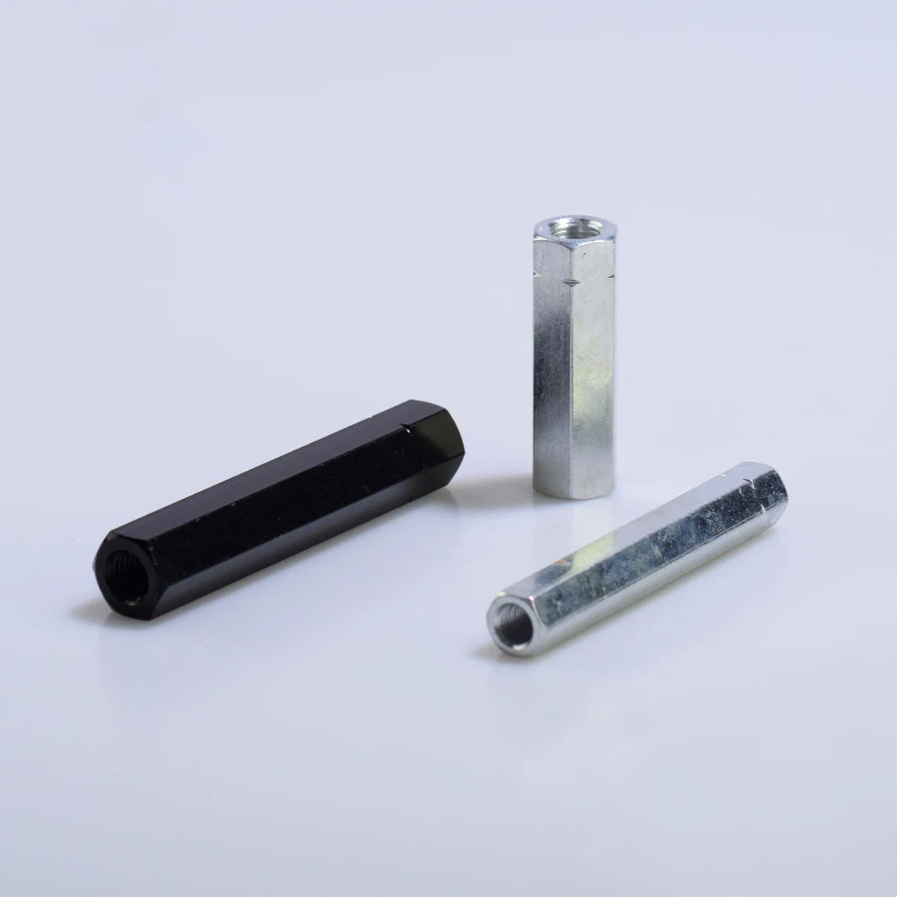 Turnbuckle hex bar adjuster, carbon steel with silver zinc plated finish